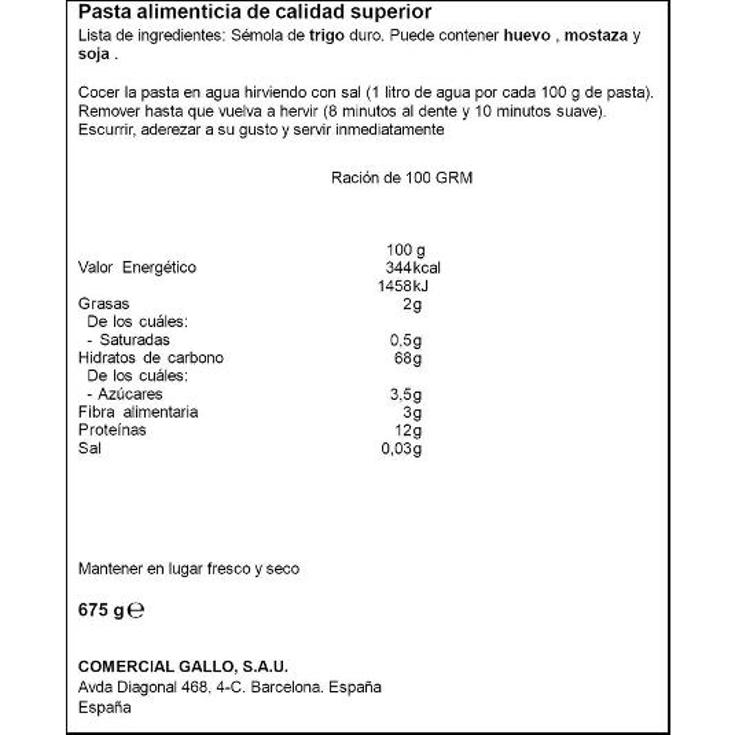 MACARRON PLUMA Nº 6 GALLO PQTE 675 GR