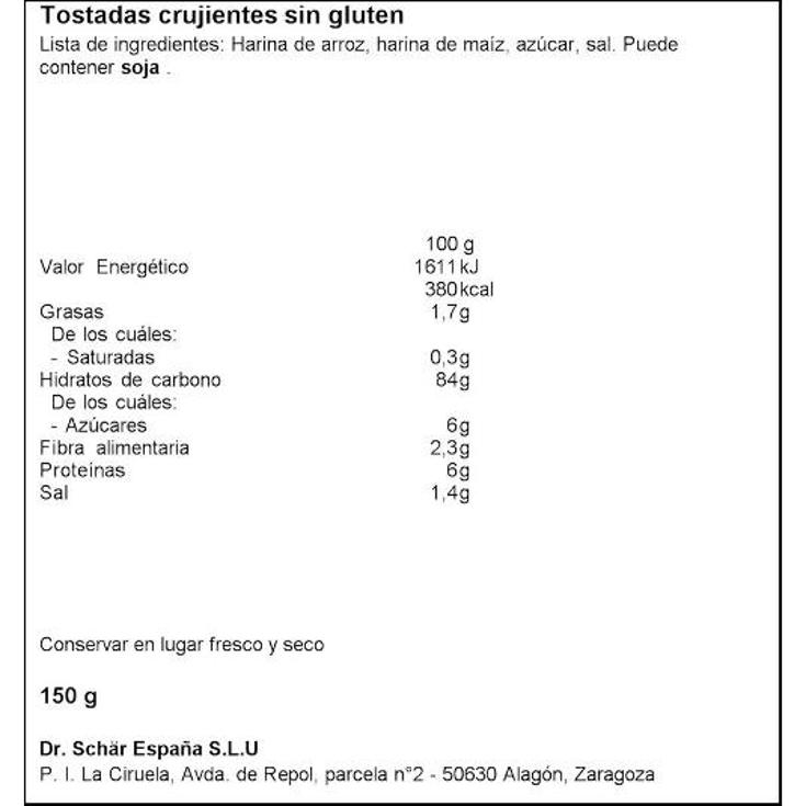 PAN CRUJIENTE (FETTE CROCCANTI) SCHÄR PQTE 150 GR