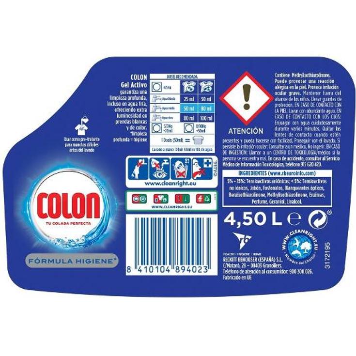 DETERGENTE GEL ACTIVO 45+45 COLON BTLLA 90 LA