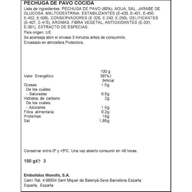 PECHUGA DE PAVO LONCHAS DELEITUM PACK 150 GR