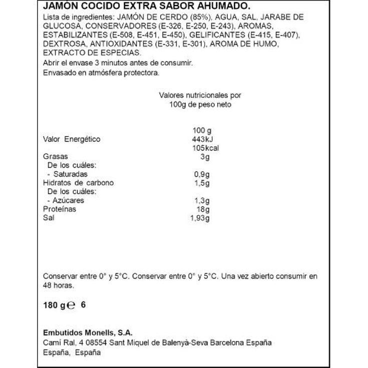 JAMON COCIDO BRASEADO L.FINAS SPAR BLIST 180 GR