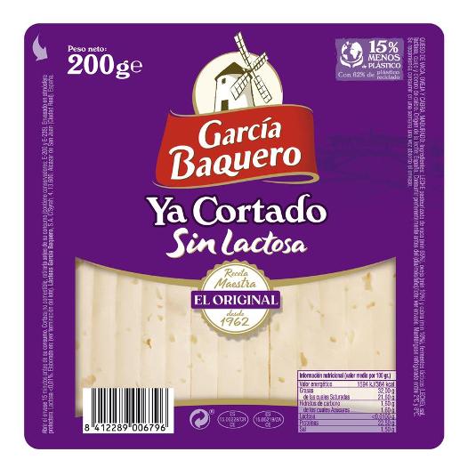 QUESO SIN LACTOSA YA CORTADO G.BAQUERO UNIDAD 200 GR