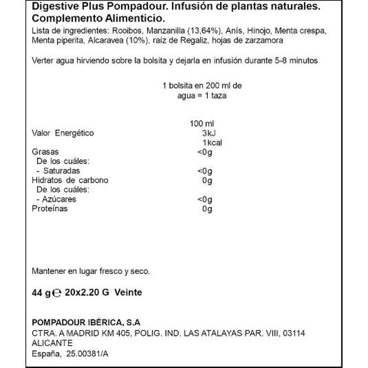 INFUSION DIGESTIVE PLUS POMPADOUR PQTE 20 UD