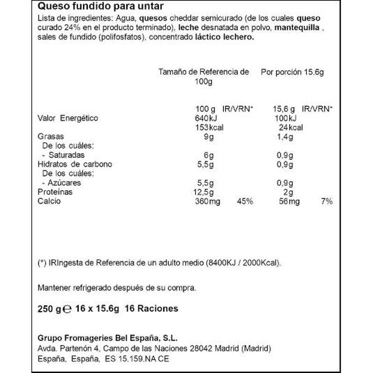 QUESO FUND.PORCIONES LIGHT SEMI VACA QUE RIE UNIDAD 250 GR