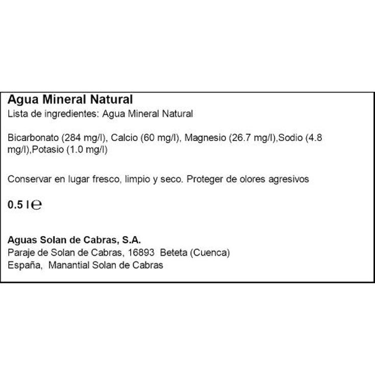 AGUA MINERAL CON GAS SOLAN CABRAS BTLLA 50 ML
