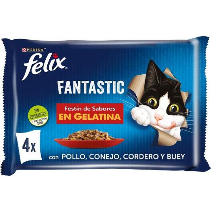 COMIDA GATO FESTIN CARNES 4X85 FELIX PACK 340 GR