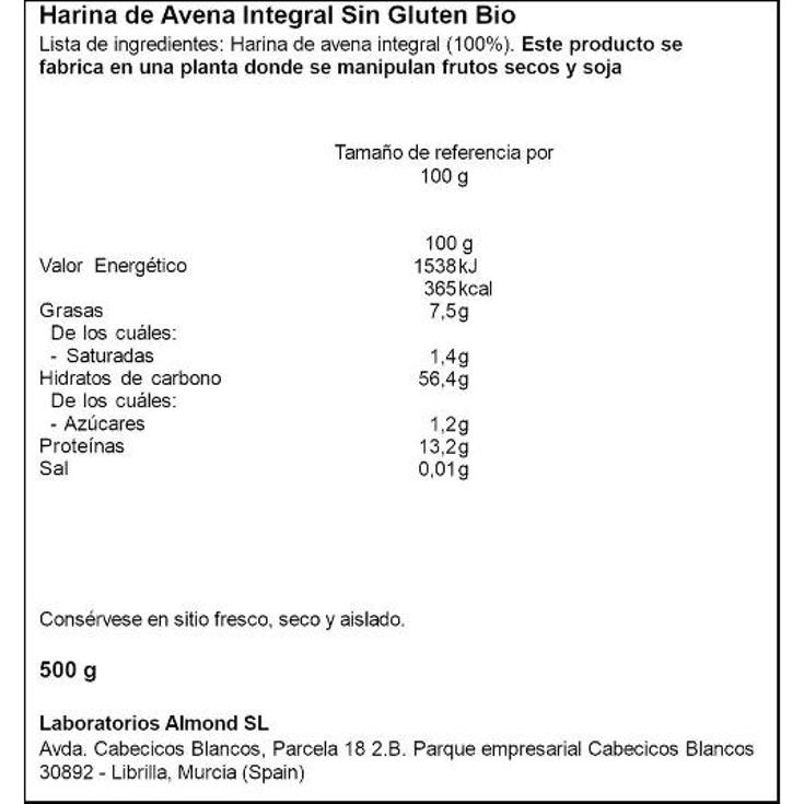 HARINA DE AVENA ECOLOGICA NATURGREEN BOLSA 500 GR
