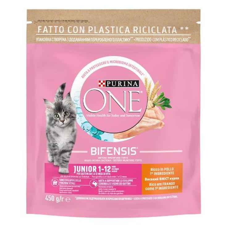COMIDA GATOS ONE JUNIOR CHICKEN PURINA BOLSA 450 GR