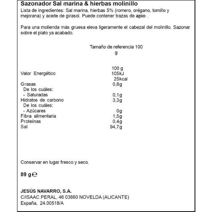 SAL MARINA-HIERBAS MOLINILLO CARMENCITA FRASCO 85 GR