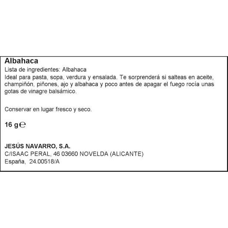 ESPECIAS ALBAHACA CARMENCITA TARRO 16 GR