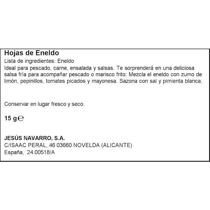ESPECIAS ENELDO HOJAS CARMENCITA TARRO 15 GR