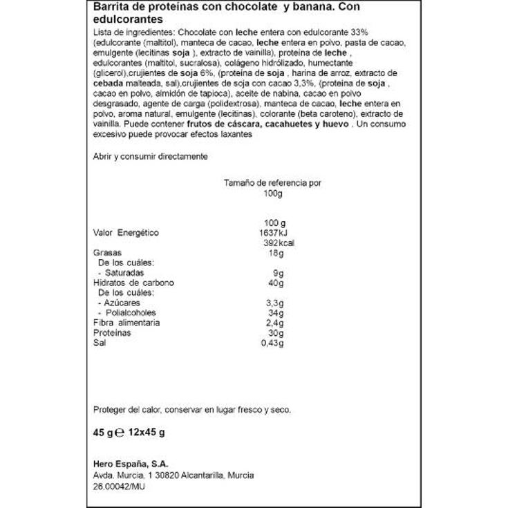 BARRITA PROTEIN CR.CHOCO/BANANA CORNY UNIDAD 45 GR