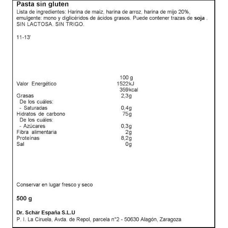 PASTA SPAGHETTI SIN GLUTEN SCHÄR PQTE 500 GR