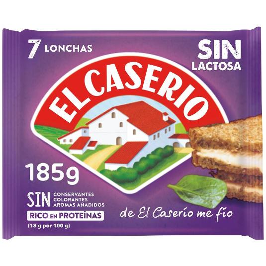 QUESO FUNDIDO LONCHAS SIN LACTO CASERIO PQTE 185 GR