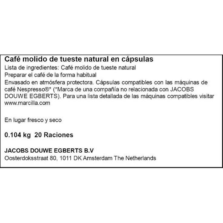 CAPSULAS CAFE INTENSO MARCILLA CAJA 20 UD