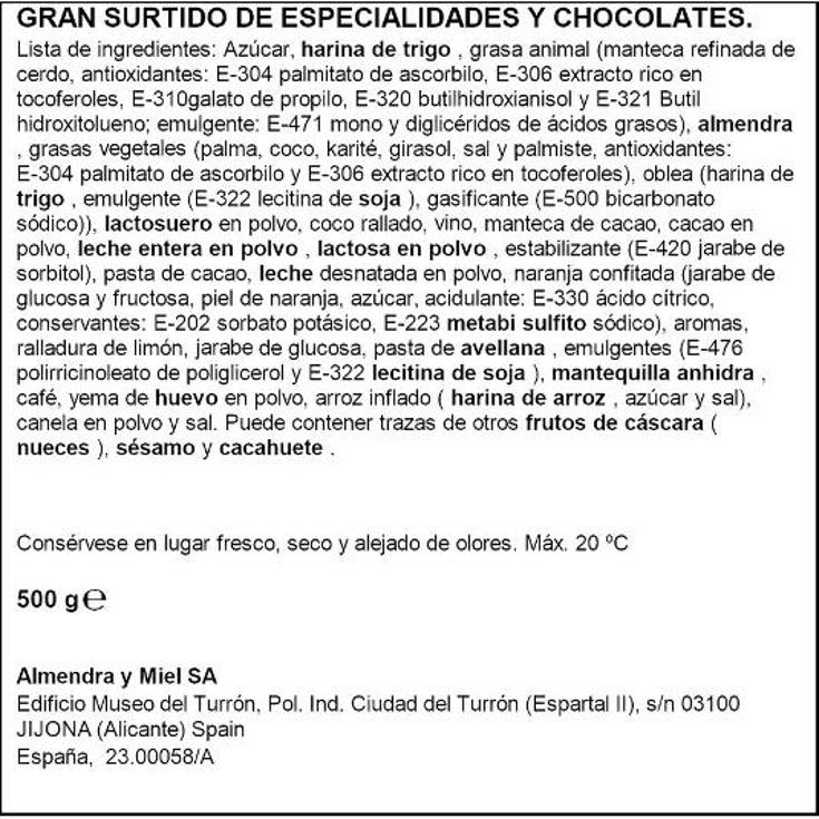 SURTIDO DULCES Y CHOC.TRADICION DOÑA JIMENA CAJA 500 GR