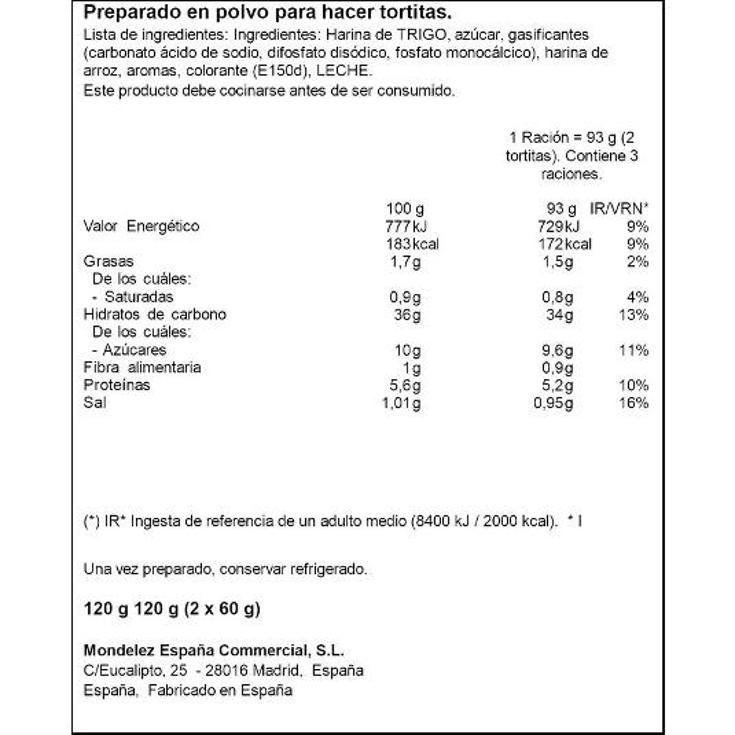 PREPARADO PARA TORTITAS ROYAL PQTE 120 GR