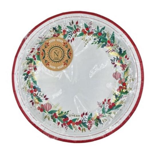 PLATOS CORONA NAVIDAD 23CM PACK 6 UD