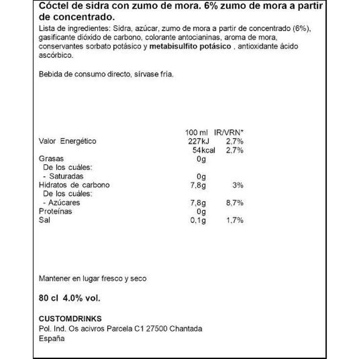 SIDRA CON MORA 20 CL MAELOC BTLLA 20 CL