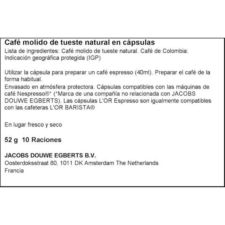 CAFE CAPSULAS (NESP.)COLOMBIA LÓR ESTCHE 10 UD