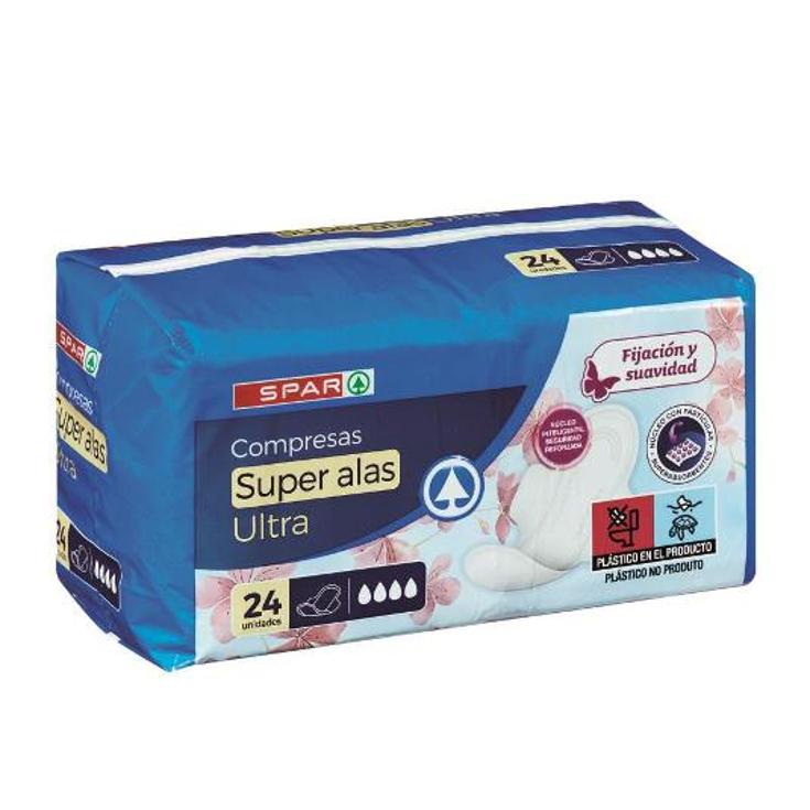 COMPRESA ULTRA CON ALAS SUPER SPAR BOLSA 24 UD