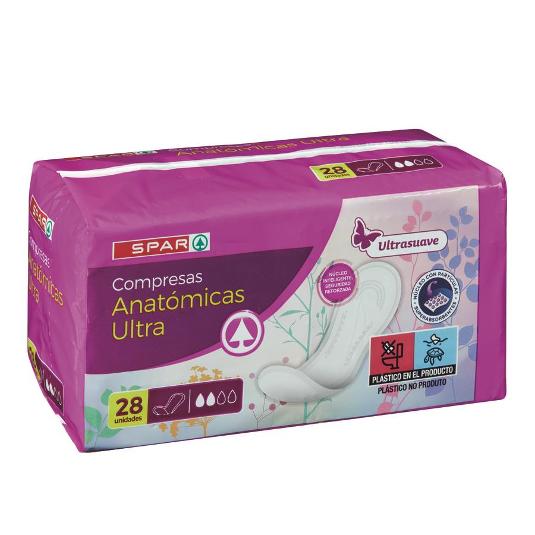 COMPRESA ULTRA ANATOMICA SPAR BOLSA 28 UD