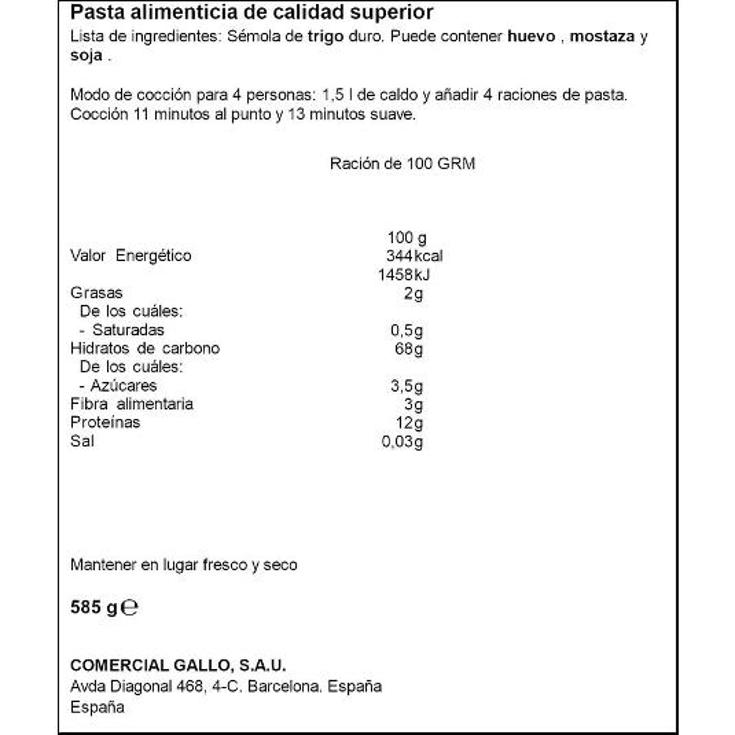 FIDEOS 4 C GALLO PQUETE 450 GR