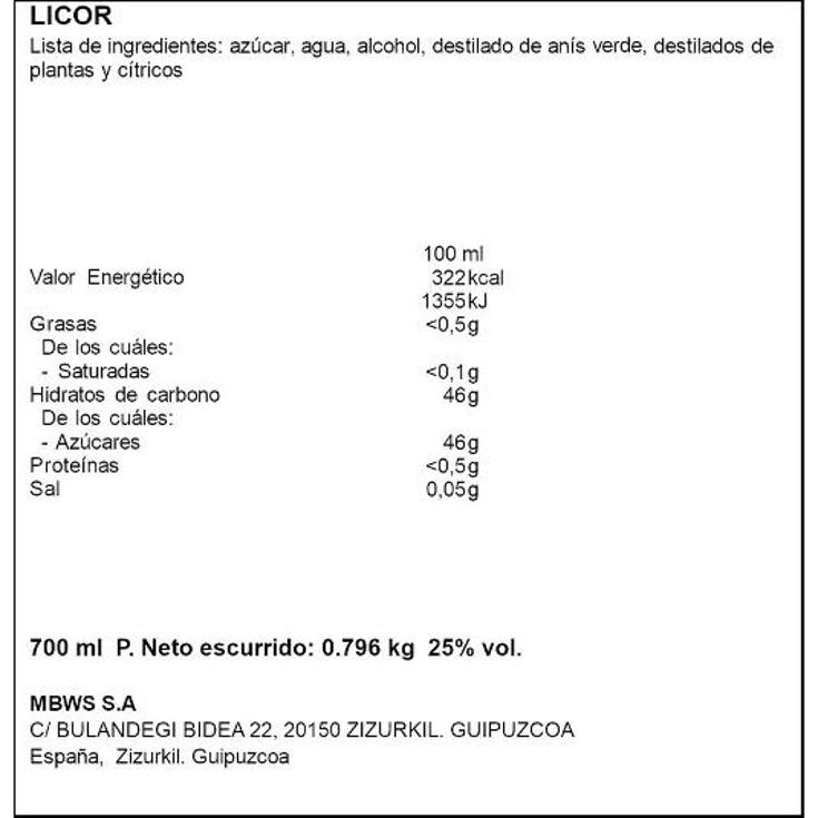 ANISETTE 25º M.BRIZARD BTLLA 70 CL