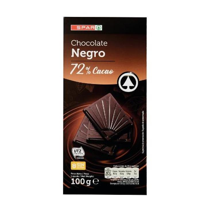 CHOCOLATE NEGRO 72% SPAR PTLLA 100 GR