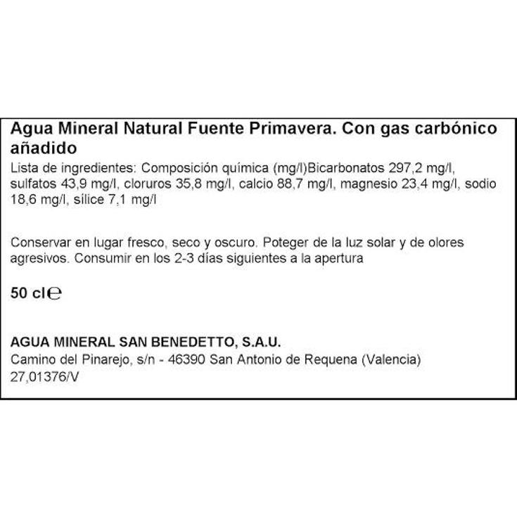AGUA MINERAL CON GAS 50CL F.PRIMAVERA BTLLA 50 CL