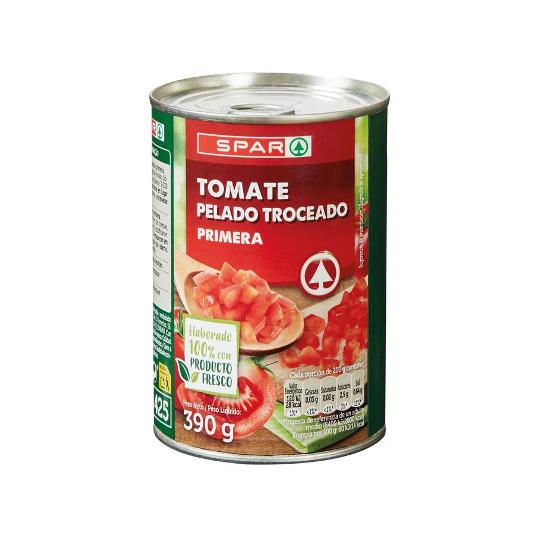 TOMATE NATURAL TROCEADO SPAR LATA 390 GR