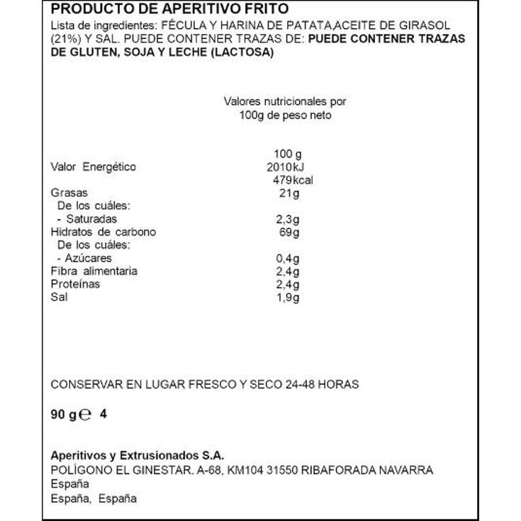 PALITOS DE PATATA SPAR BOLSA 90 GR