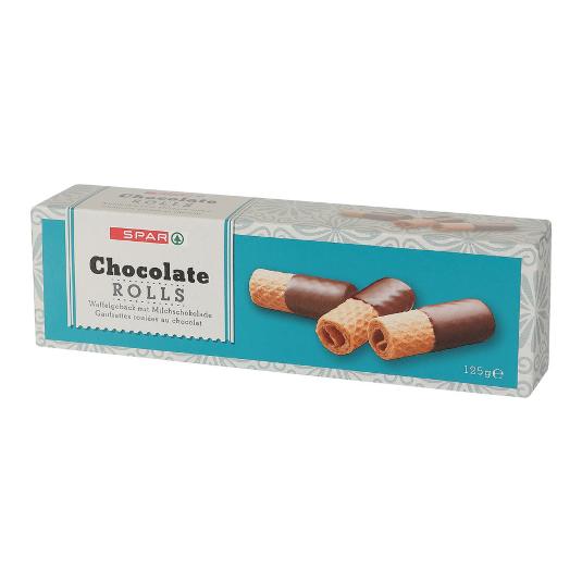 GALLETA CHOCO ROLLS SPAR I. CAJAS 125 GR