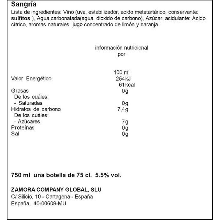 SANGRIA 5,5º LOLEA BOTELL 750 ML