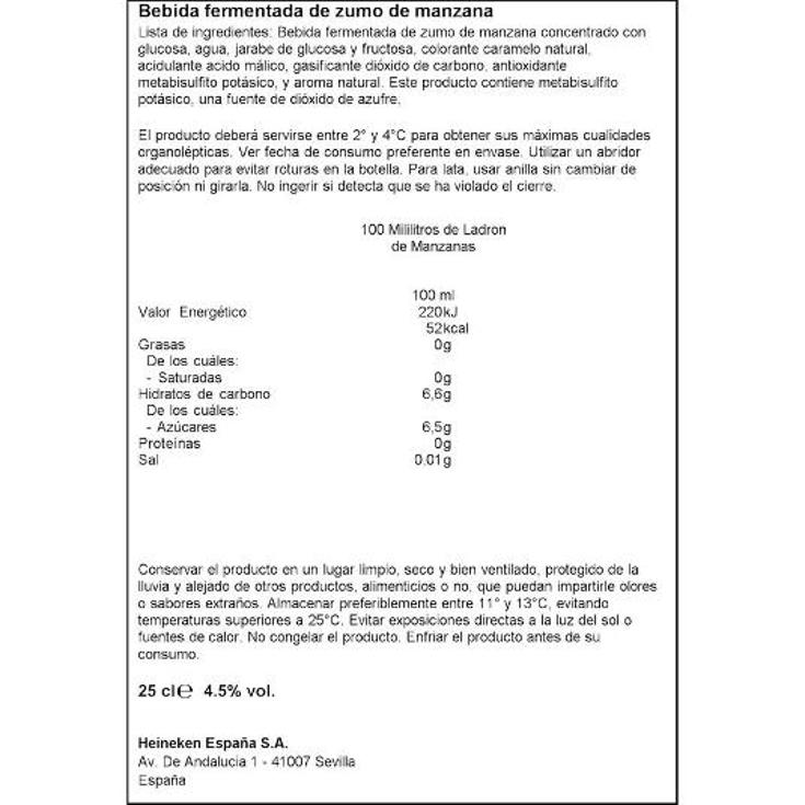 SIDRA MANZANA L.MANZANAS BOTELL 25 CL