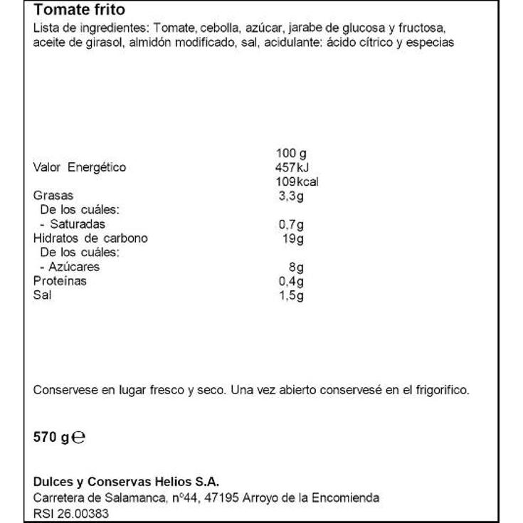 TOMATE FRITO HELIOS FRASCO 570 GR