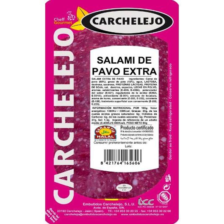 SALAMI DE PAVO LONCHEADO CARCHELEJO SOBRE 80 GR