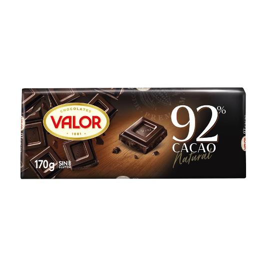 CHOCOLATE NEGRO 92% VALOR PTLLA 170 GR