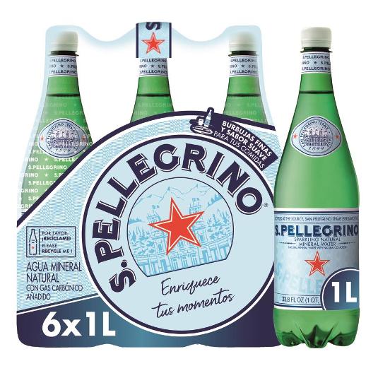 AGUA MINERAL CON GAS S.PELLEGRINO BTLLA 1 LT