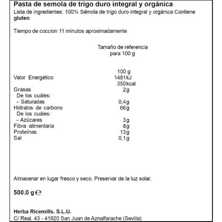 SPAGHETTI INTEGRAL ECO GAROFALO PQUETE 500 GR