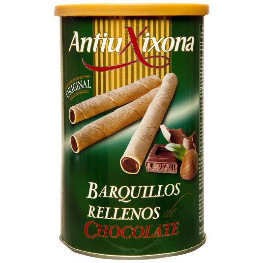 BARQUILLOS RELLENOS CHOCOLATE ANTIU XIXONA BOTE 200 GR