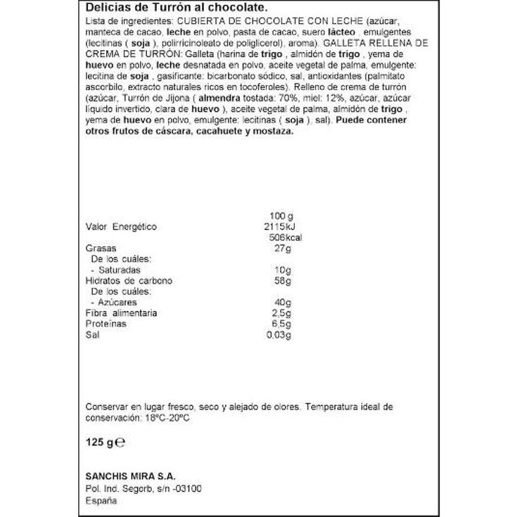 DELICIAS TURRON AL CHOCOLATE ANTIU XIXONA PQTE 125 GR