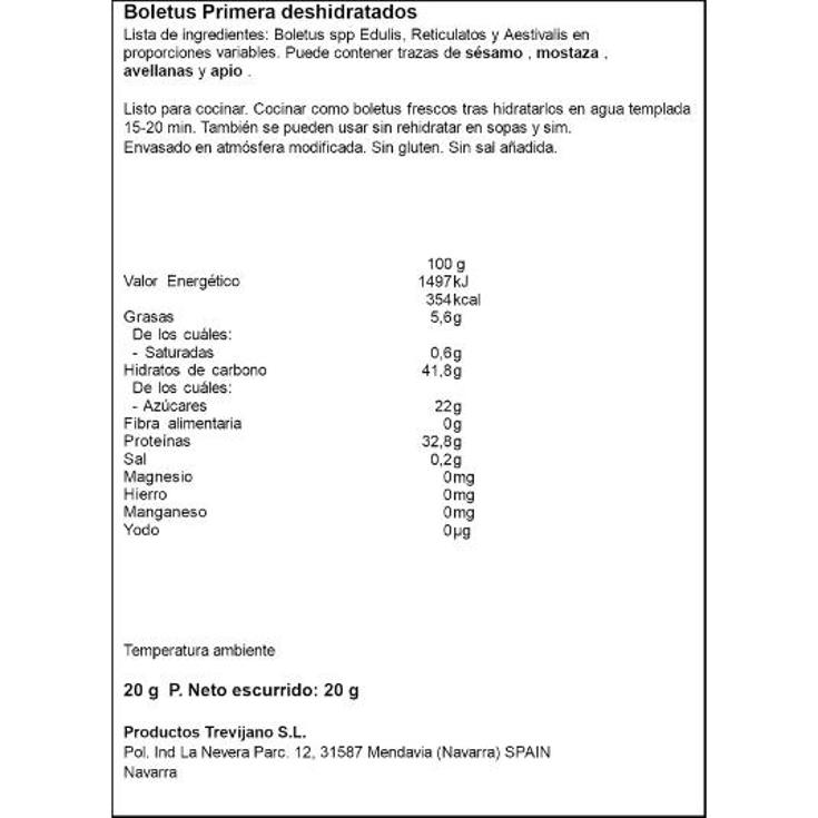 BOLETUS EDULIS TREVIJANO UNIDAD 20 GR