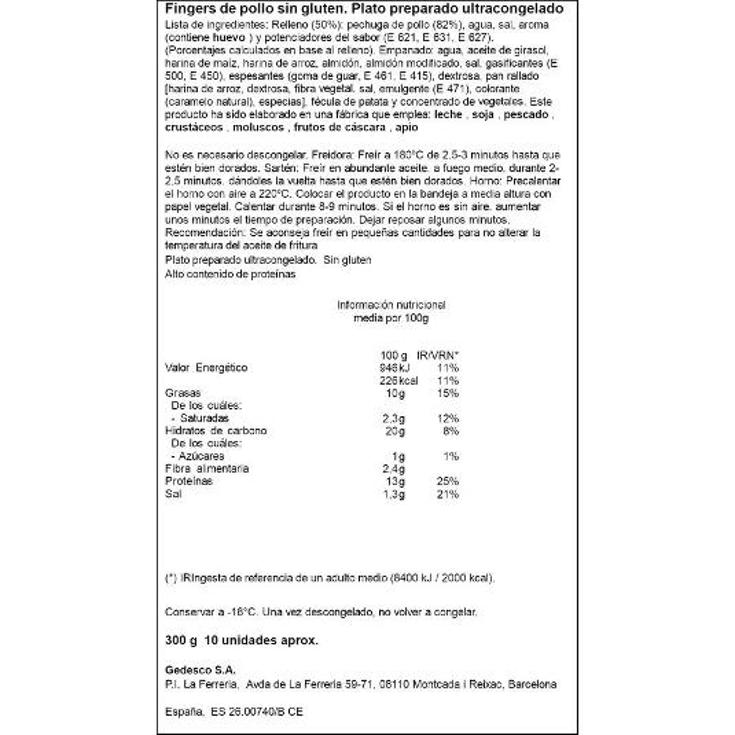 FINGER POLLO SIN GLUTEN MAHESO ESTUCH 300 GR