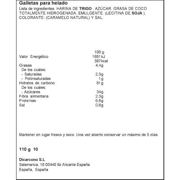 CUCURUCHOS PARA HELADOS X10 DICAR PQTE 110 GR