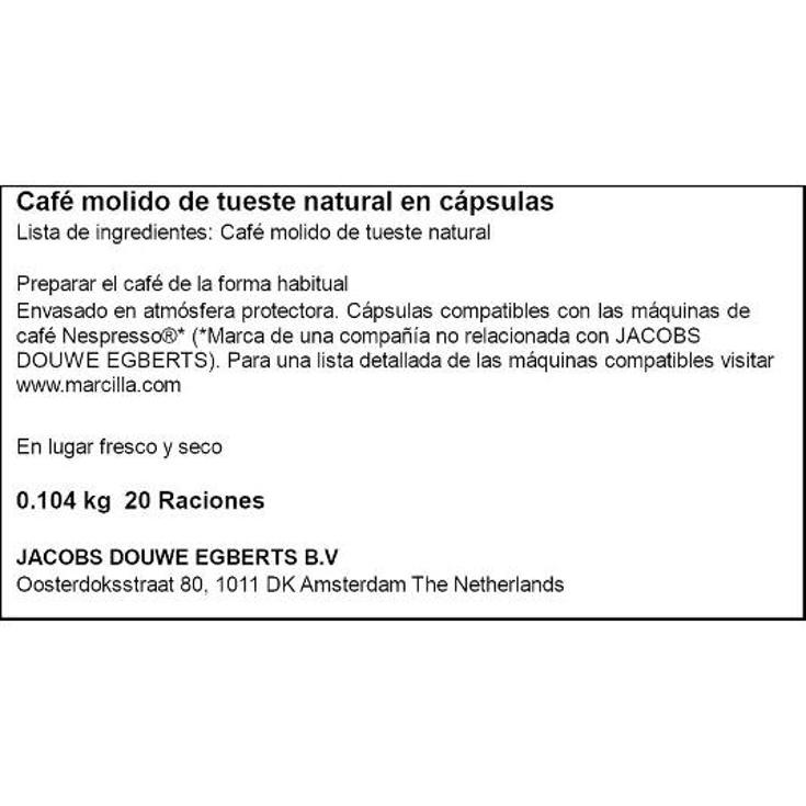 CAPSULAS CAFE ESPRES.RIST. MARCILLA CAJA 20 UD