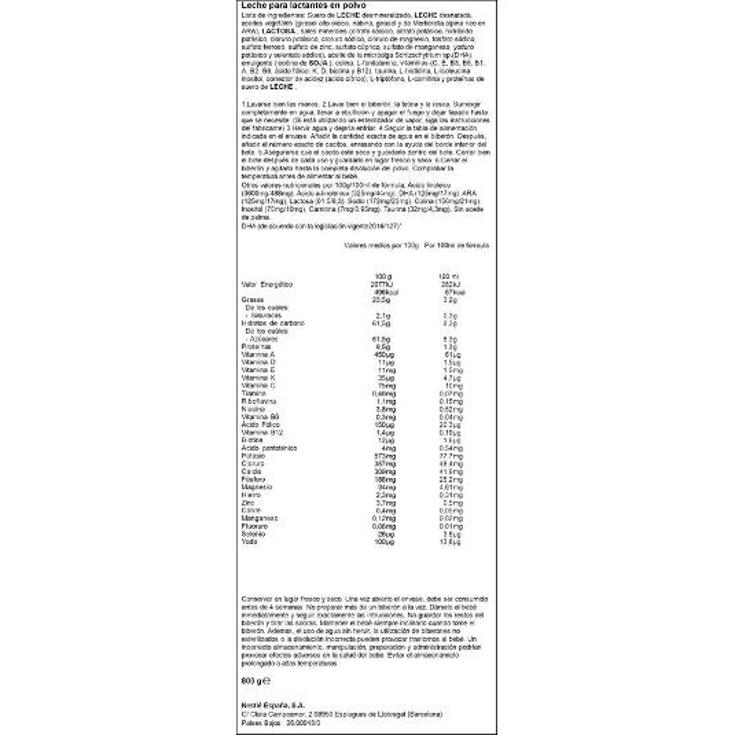 LECHE MATERNA CONT.NATIVA 1 NESTLE BOTE 800 GR - Tienda Online Spar Sureste