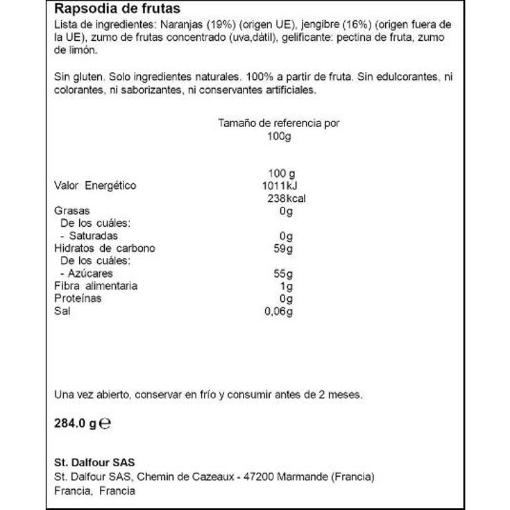 FRUTA UNTAR JENGIBRE/NARANJA ST DALFOUR FRASCO 284 GR