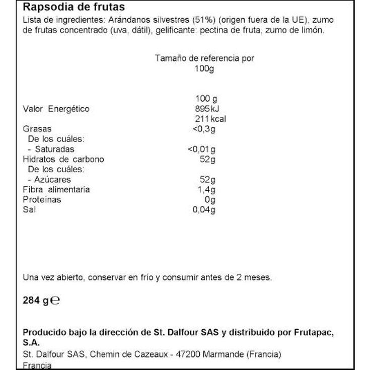 FRUTA PARA UNTAR ARANDANO SILV. ST DALFOUR FRASCO 284 GR