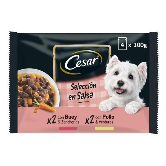 COMIDA PERRO SALSA POUCH 4X100G CESAR PACK 400 GR